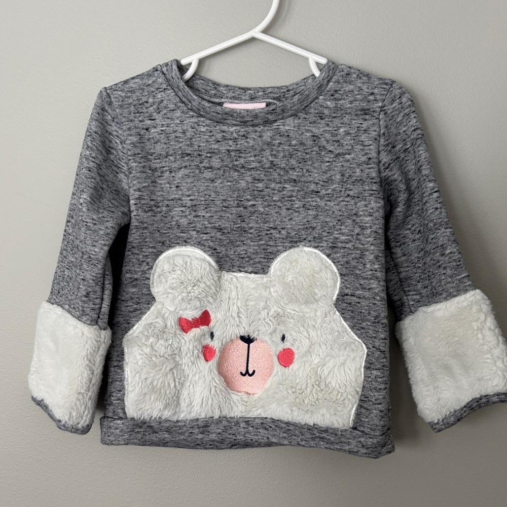 Little Lass Gray and White Bear Sweatshirt